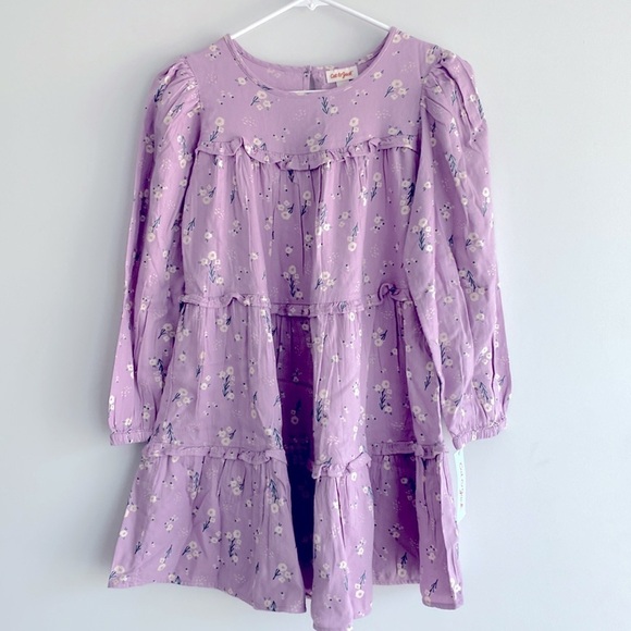 Girls' Long Sleeve Woven Dress Cat & Jack™ Dusty Violet Size L - Picture 5 of 8
